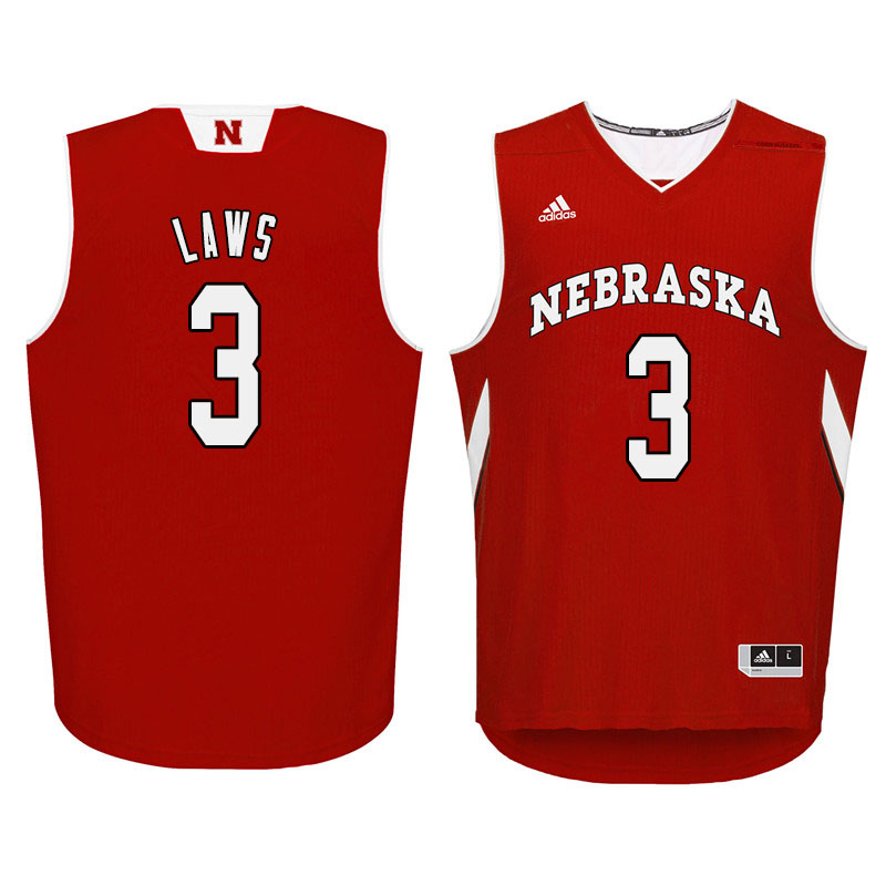 Men Nebraska Cornhuskers #3 Malcolm Laws College Basketball Jersyes Sale-Red